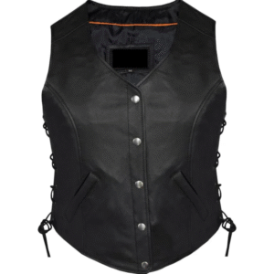 WOMEN’S PLAIN LEATHER VEST WITH SIDE LACES