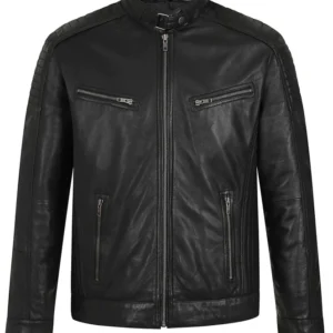 MEN'S GENUINE BLACK CLASSIC LEATHER BIKER JACKET