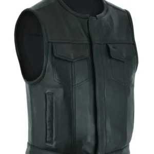 MEN'S BLACK MOTORBIKE CLUB VEST