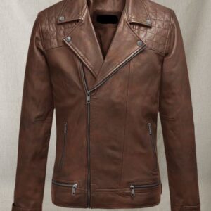 FIREFLY MOTO SPANISH BROWN LEATHER BIKER JACKET